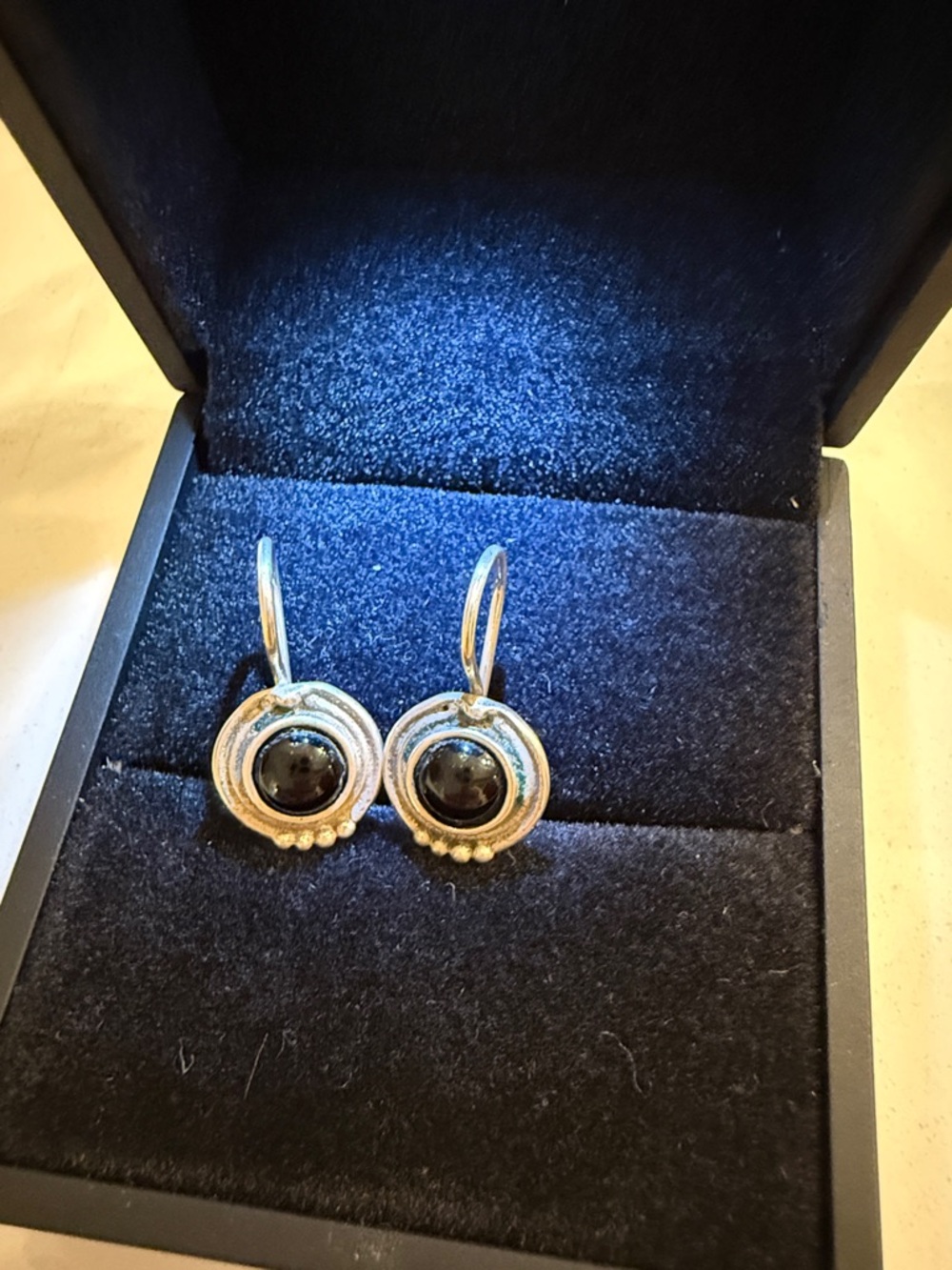 Sterling Silver Black Onyx Drop Earrings